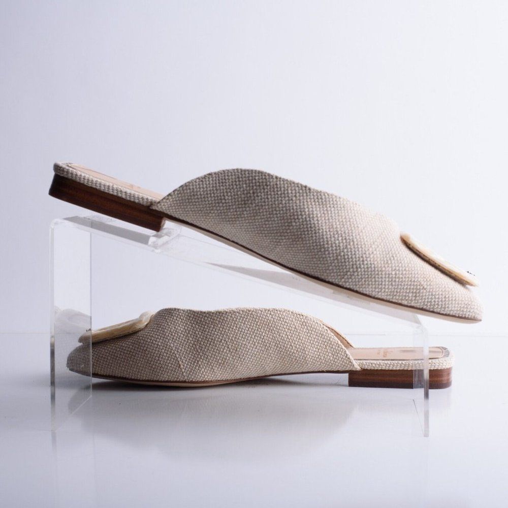 Sam Edelman Womens Lavina Mules Ivory Woven Slip On Flats US 10 Natural - Picture 3 of 8